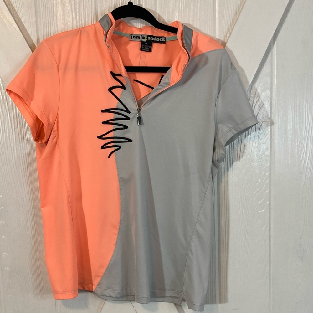 Jamie Sadock Women's Orange and Gray Golf Top